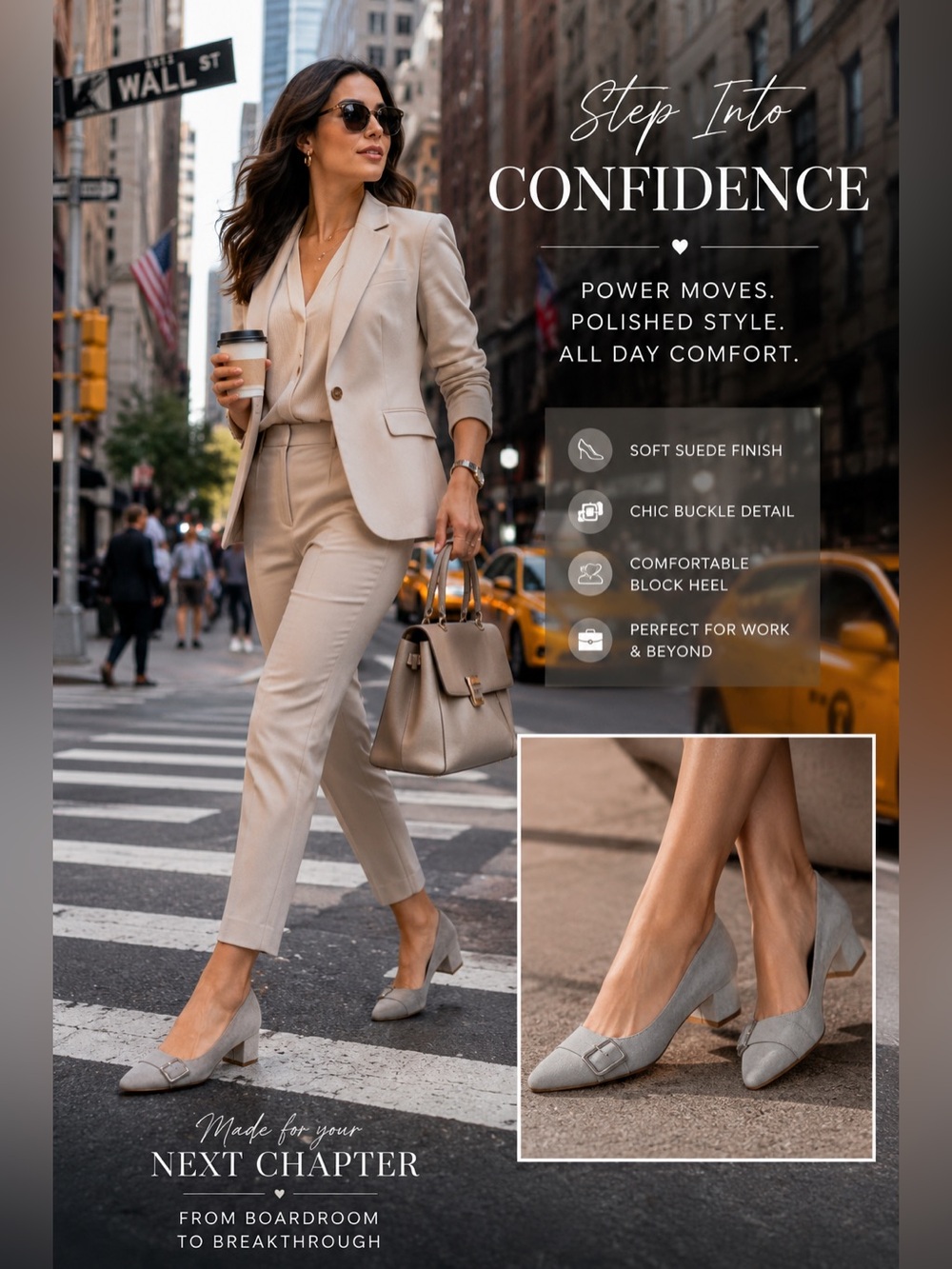 Comfort plus by Predictions Women's Gray Suede Buckle heels - size 8